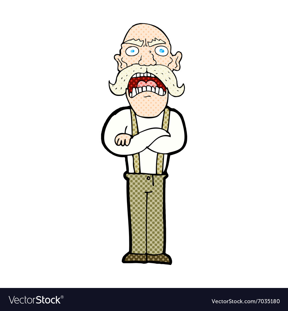 Comic cartoon shocked old man Royalty Free Vector Image