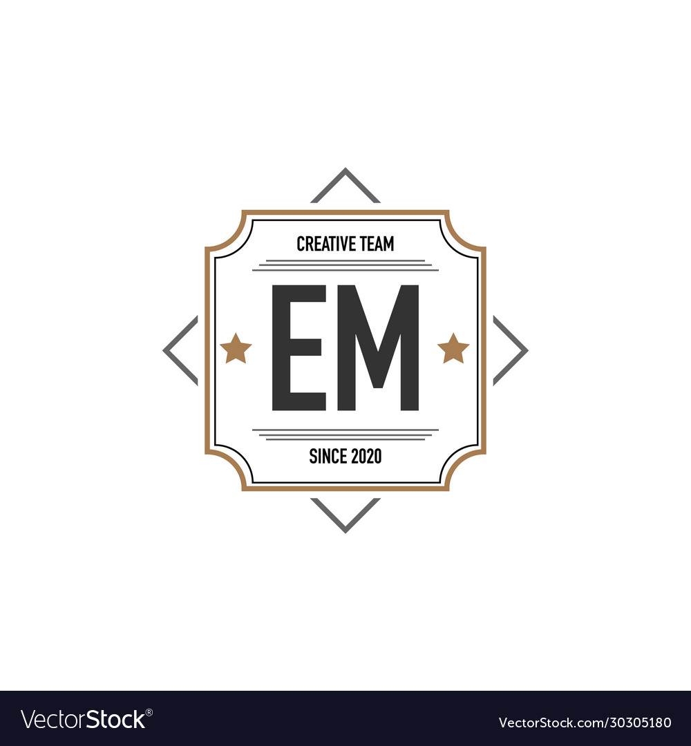 Initial letter em in elegance box logo design