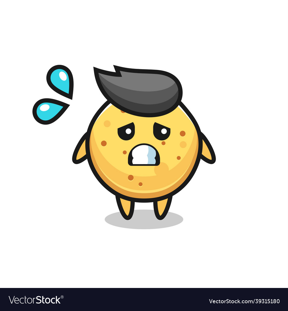 Potato chip mascot character with afraid gesture