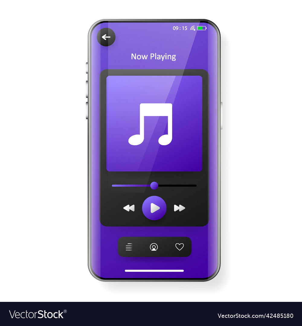 Purple music player user interface mobile app