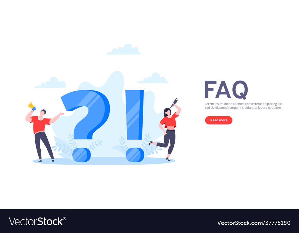 Q and a or faq concept with tiny people characters vector image Q and a or faq concept with tiny people characters