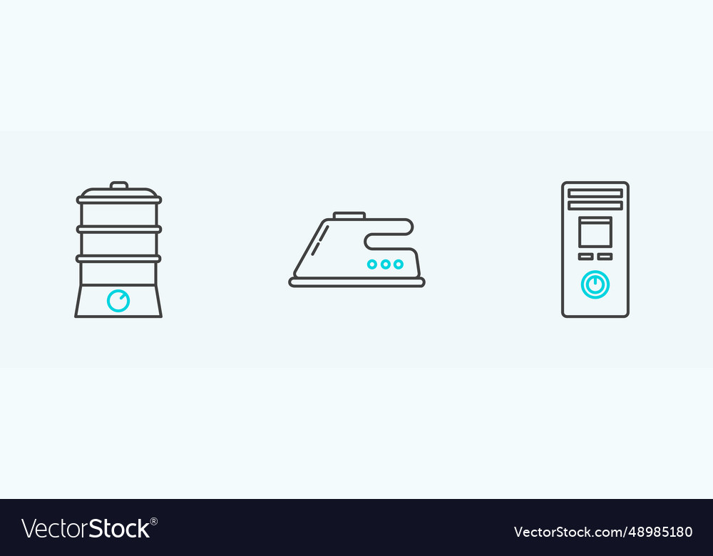 Set line remote control double boiler vector image Set line remote control double boiler