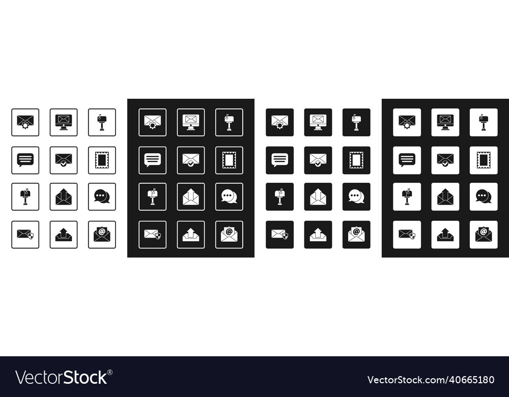 Set mail box envelope and check mark speech vector image Set mail box envelope and check mark speech
