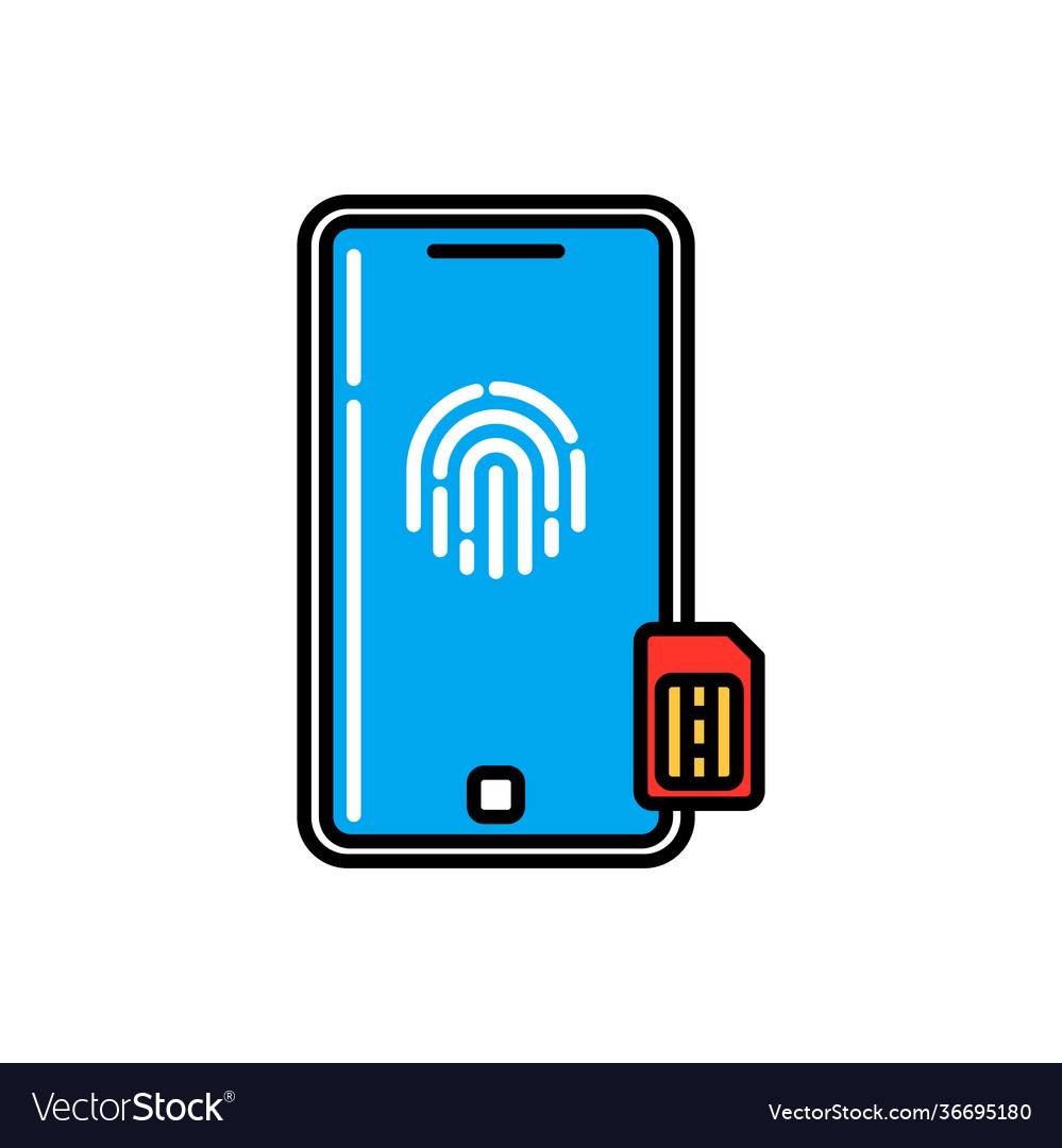 Smartphone with personal data security sim card vector image Smartphone with personal data security sim card