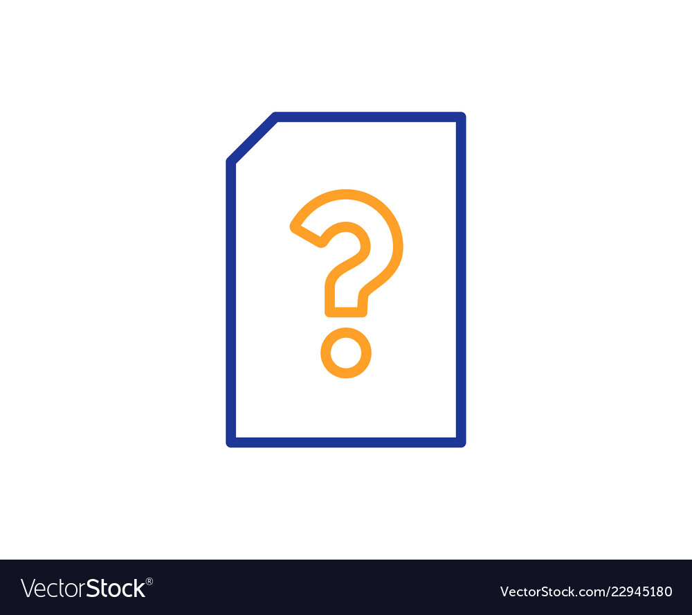 Unknown document line icon file with question vector image Unknown document line icon file with question