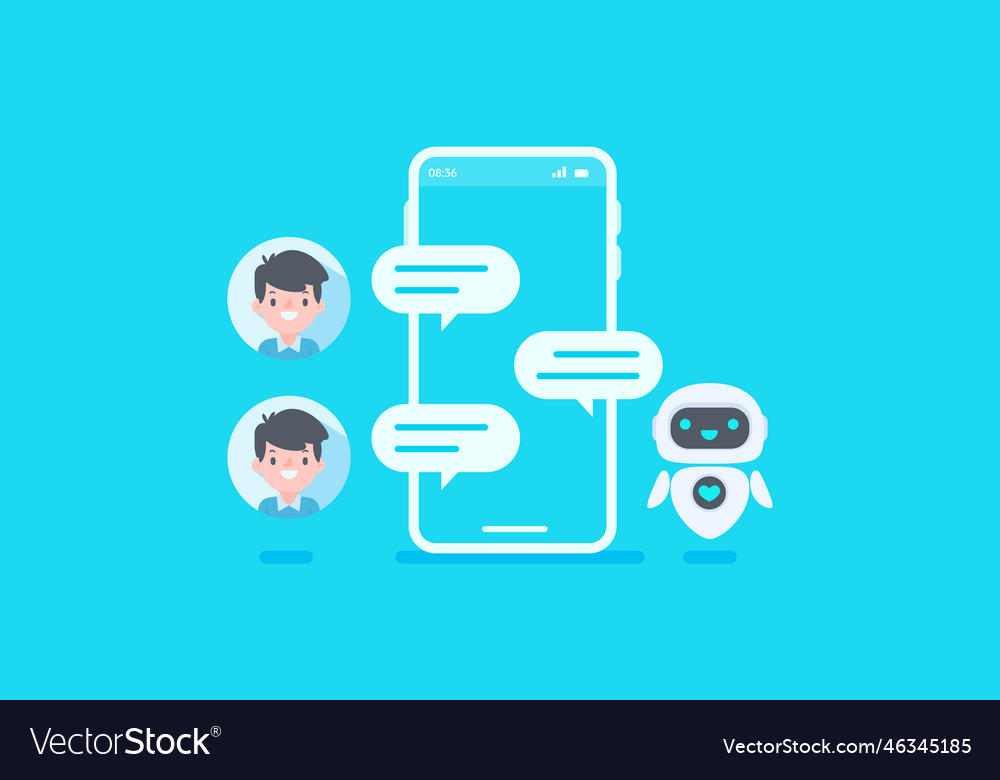 Auto reply system with intelligent robots provide vector image Auto reply system with intelligent robots provide