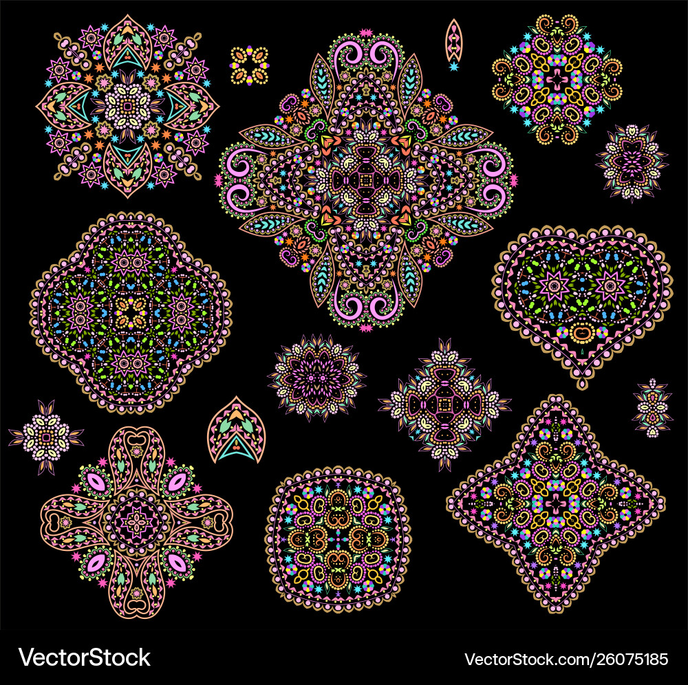 Ethnic colorful stencils set templates Vector Image