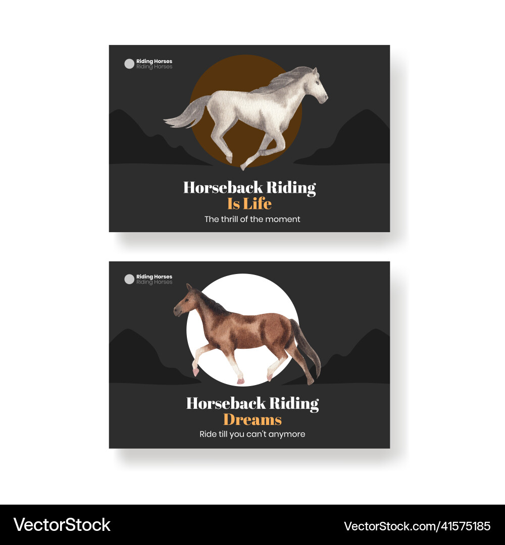 Facebook template with horseback riding Royalty Free Vector