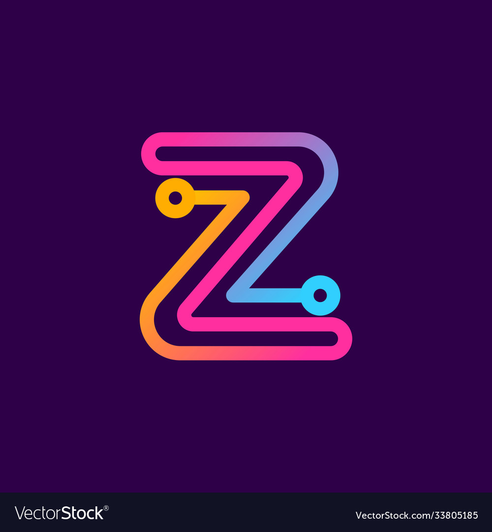 Multicolor z letter logo made electric wire Vector Image