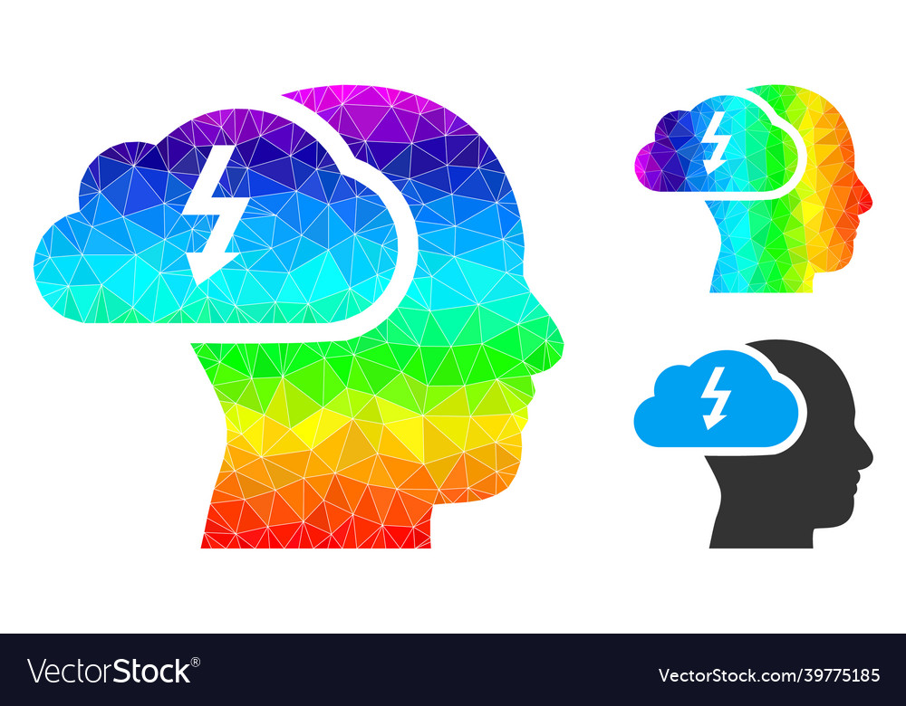 Polygonal brainstorming icon with spectrum