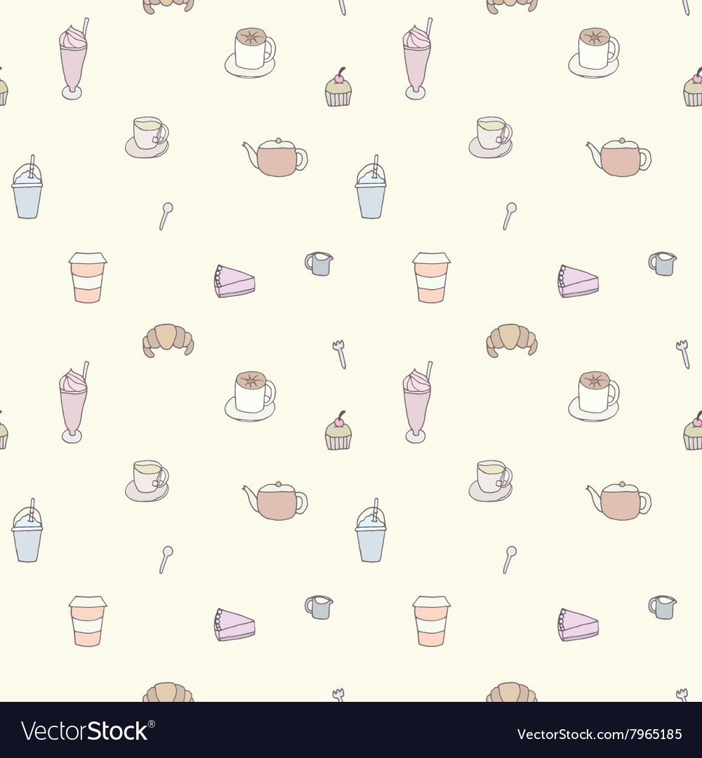 Seamless pattern of coffee shop objects