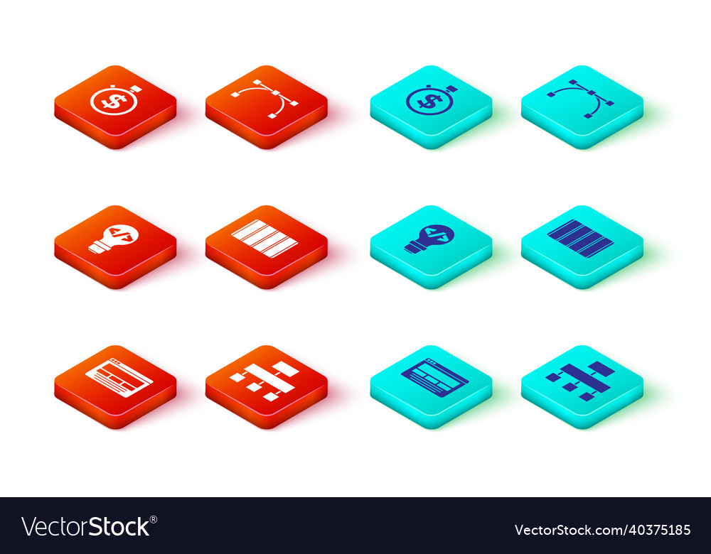 Set ui or ux design site map front end Royalty Free Vector