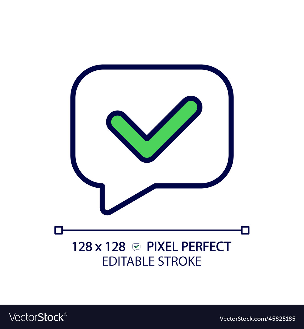Speech bubble with tick pixel perfect rgb color vector image Speech bubble with tick pixel perfect rgb color