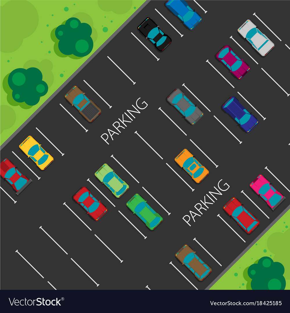 Top view of a car parked flat Royalty Free Vector Image