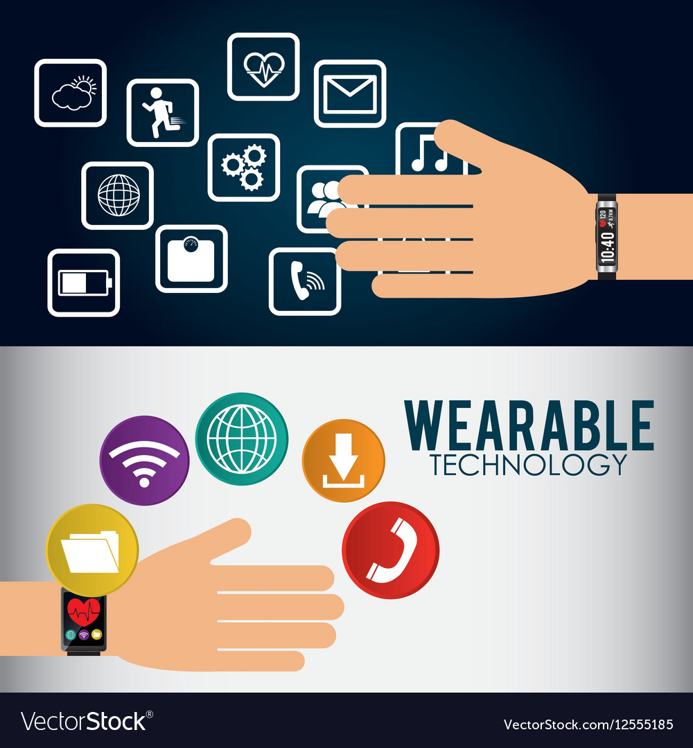 Wearable technology smart watch infographic flyer Vector Image