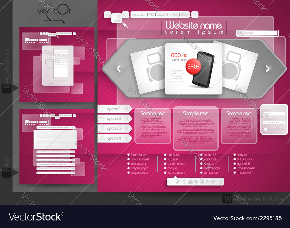 Website design template menu elements