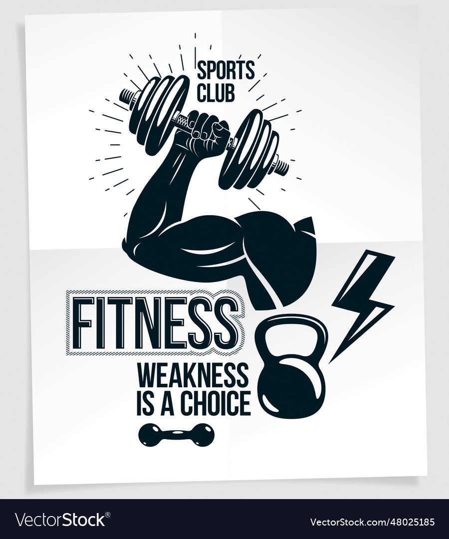 Weightlifting club promotion flyer composition Vector Image