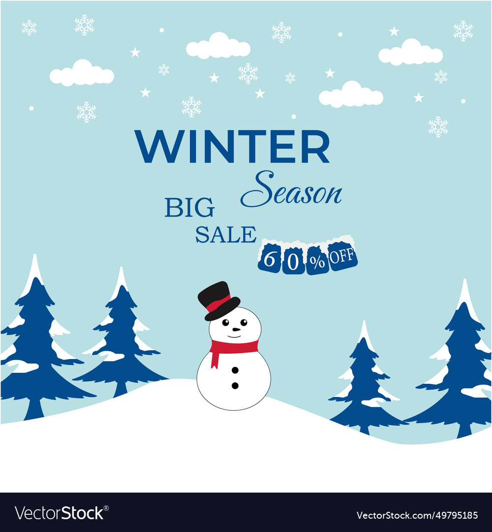 Winter poster banner template design minimalist Vector Image