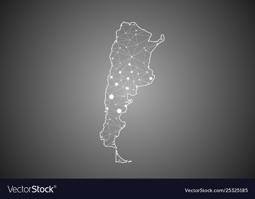 Wireframe mesh polygonal argentina map