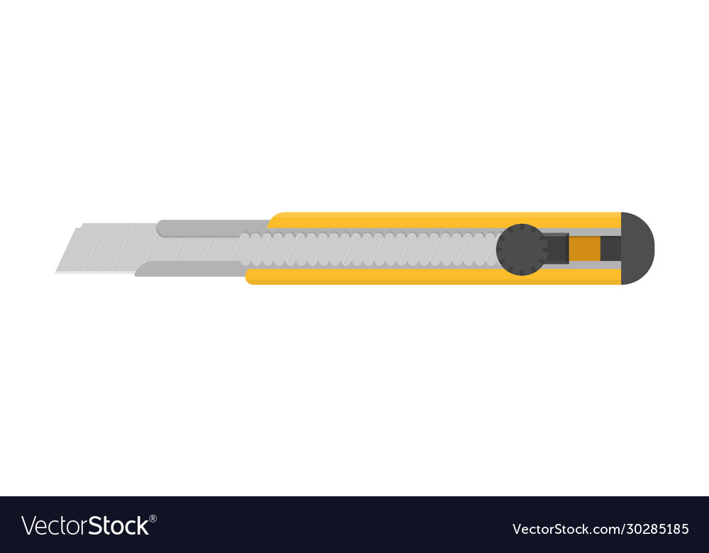 Yellow box cutter isolated on white