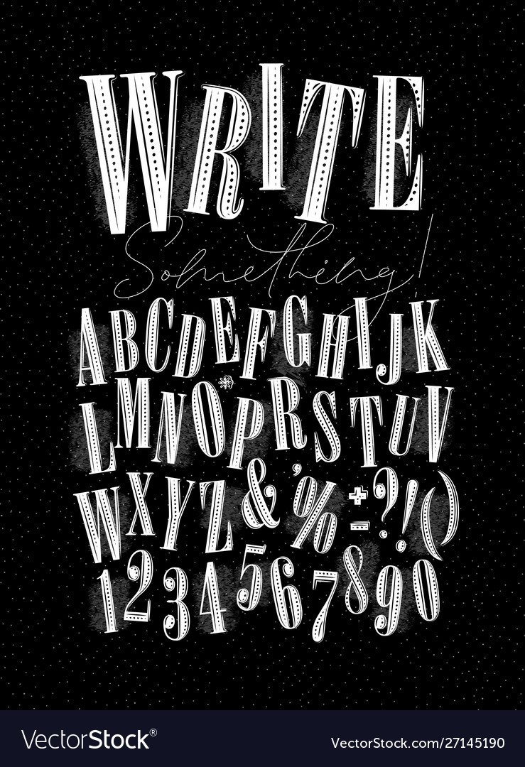Alphabet pen line style dark vector image Alphabet pen line style dark