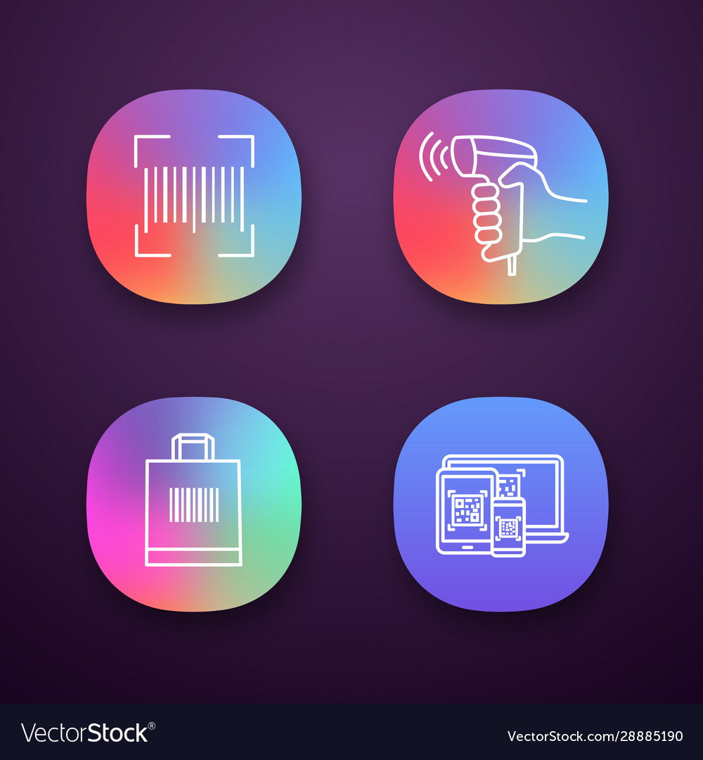 Barcodes app icons set vector image Barcodes app icons set