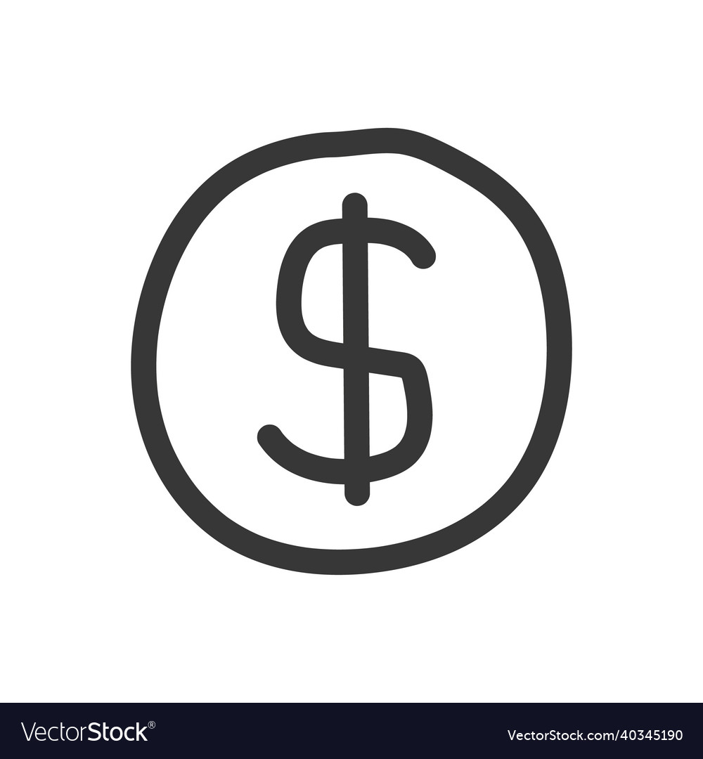 Hand drawn dollar coin icon