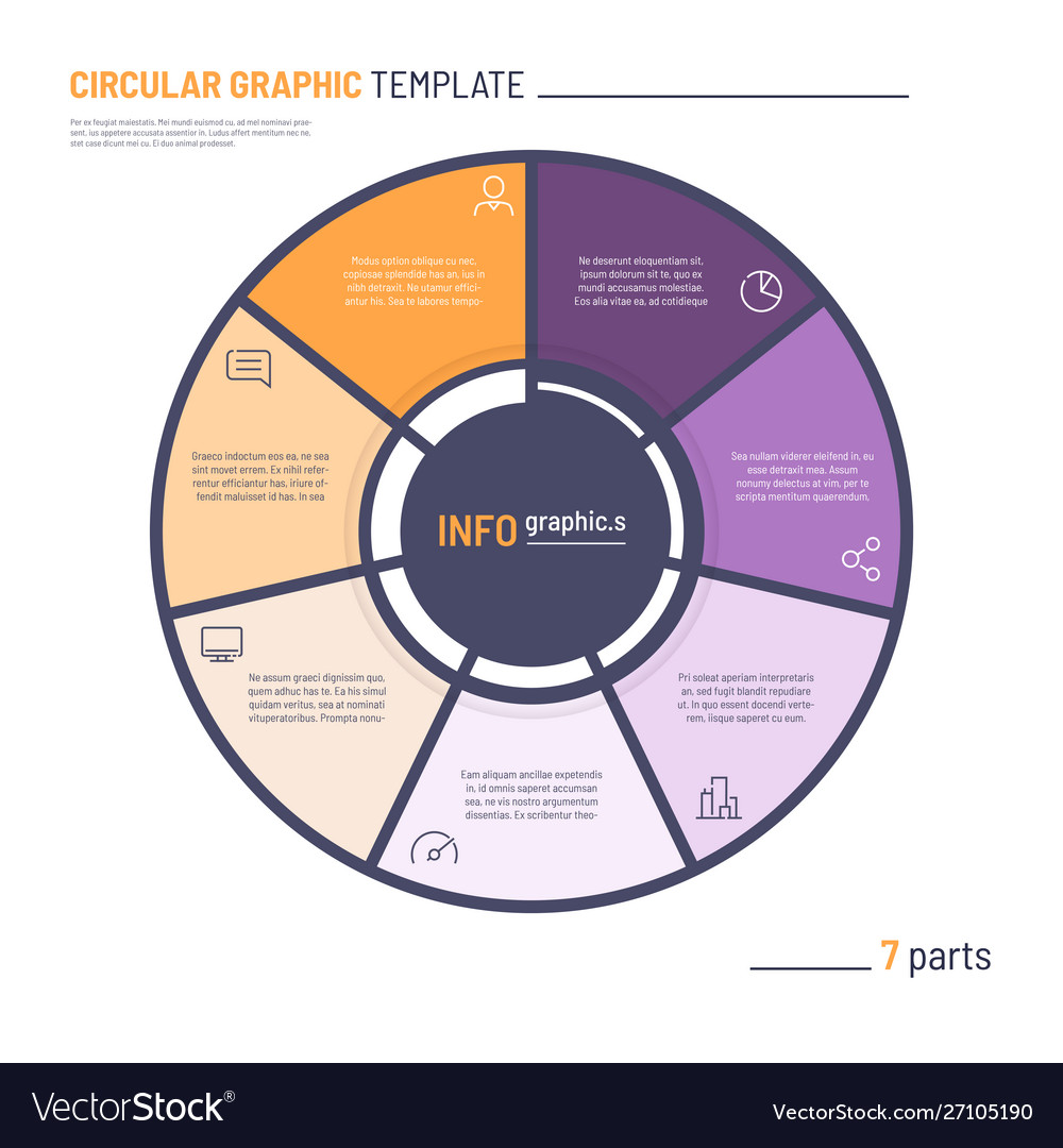 Infographic circle chart template seven Royalty Free Vector