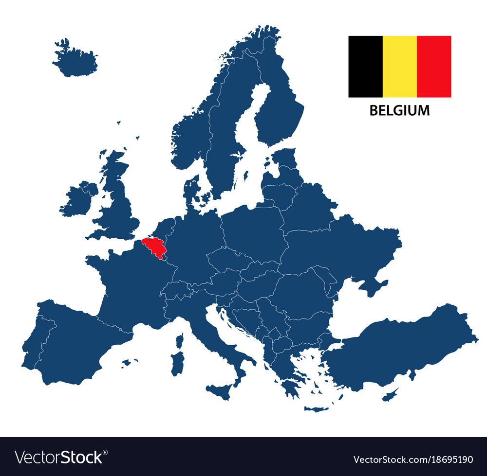 Belgium On Map Of Europe Map of europe with highlighted belgium Royalty Free Vector