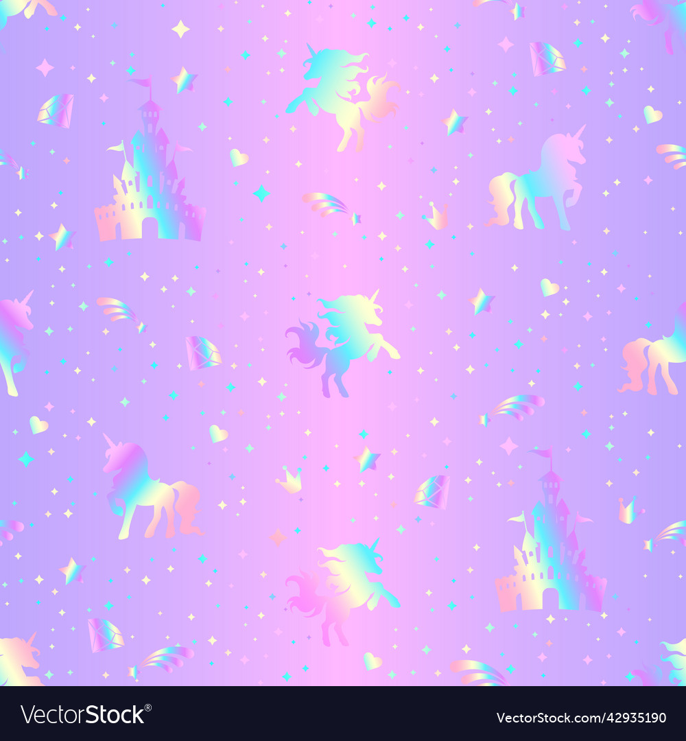 Rainbow seamless pattern with unicorns