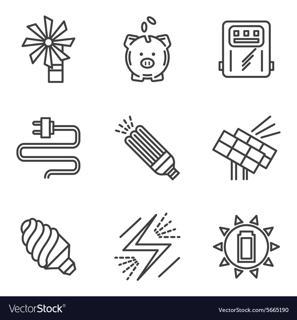 Saving energy simple icons set