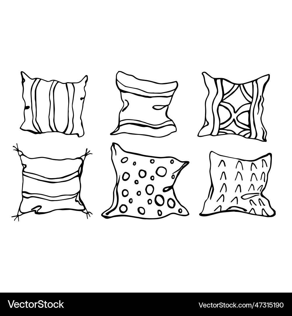 Set of six decorative pillows Royalty Free Vector Image