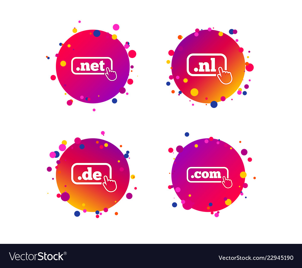 Top-level domains signs de com net and nl vector image Top-level domains signs de com net and nl