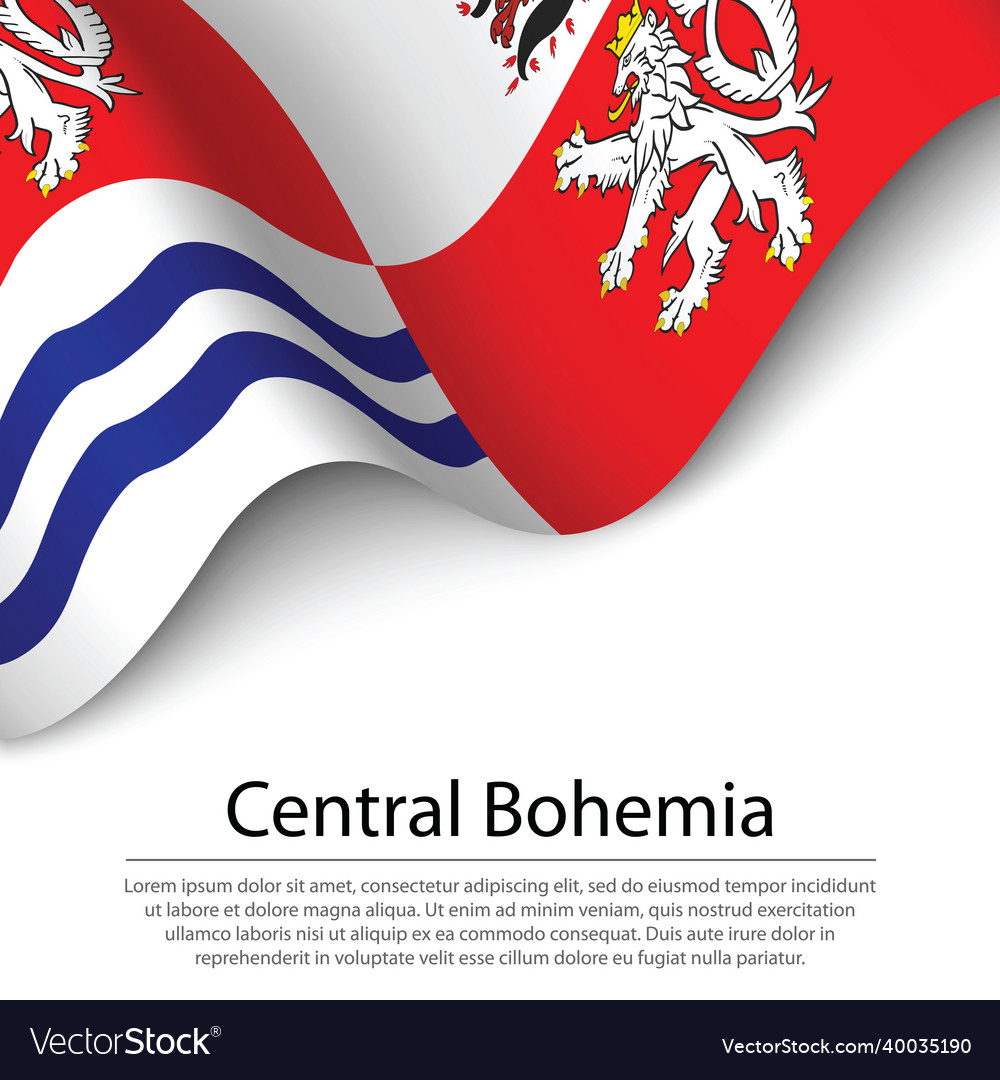 Waving flag of central bohemia is a region Vector Image