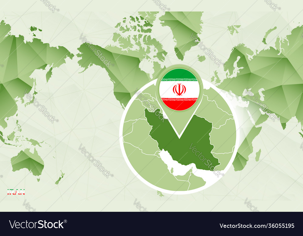 Amerika centric Weltkarte mit vergrößertem Iran