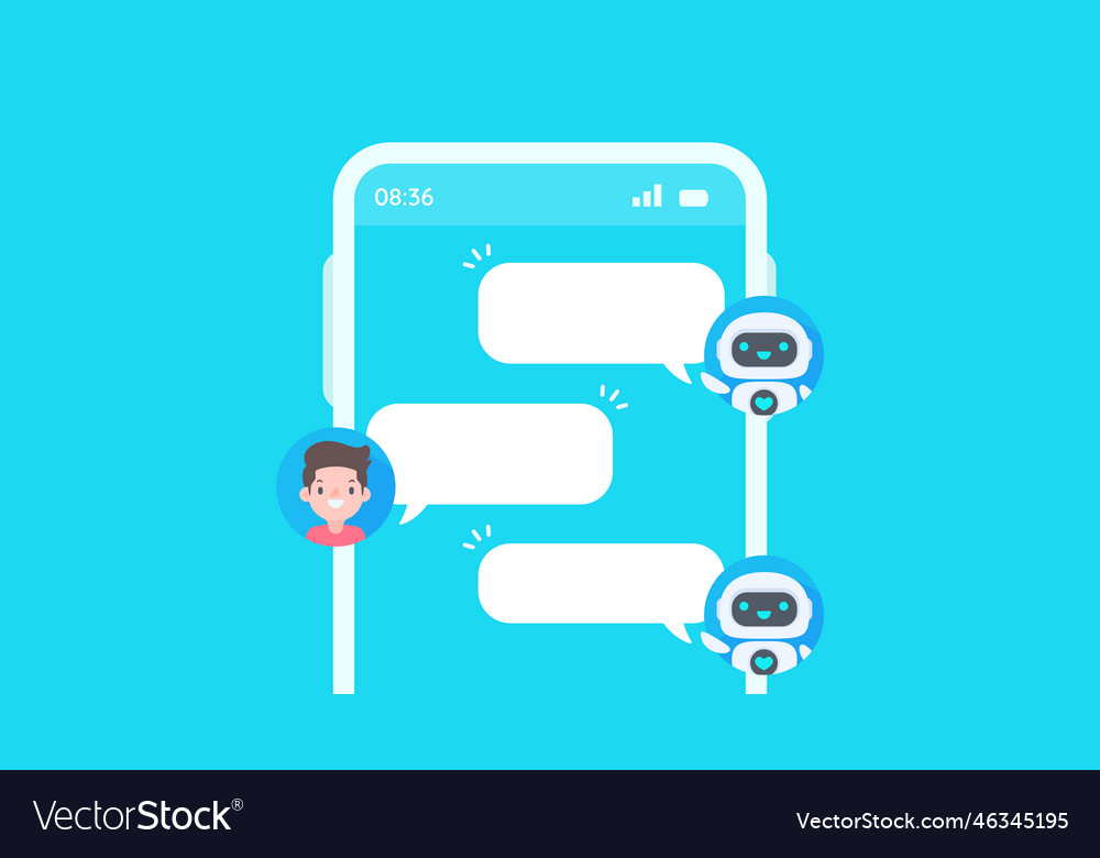 Auto reply system with intelligent robots provide vector image Auto reply system with intelligent robots provide