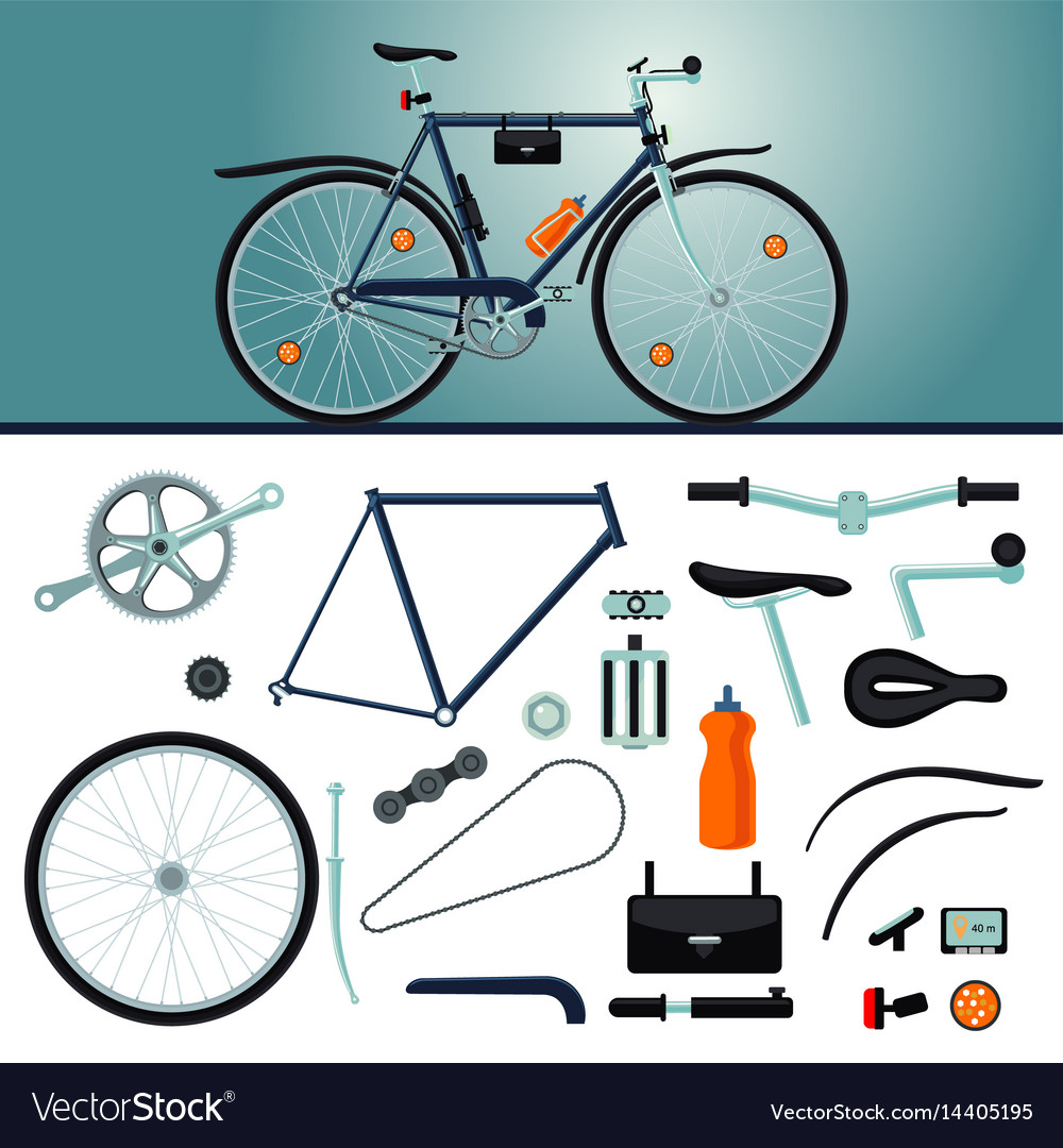 Bicycle constructor realistic bike and parts Vector Image