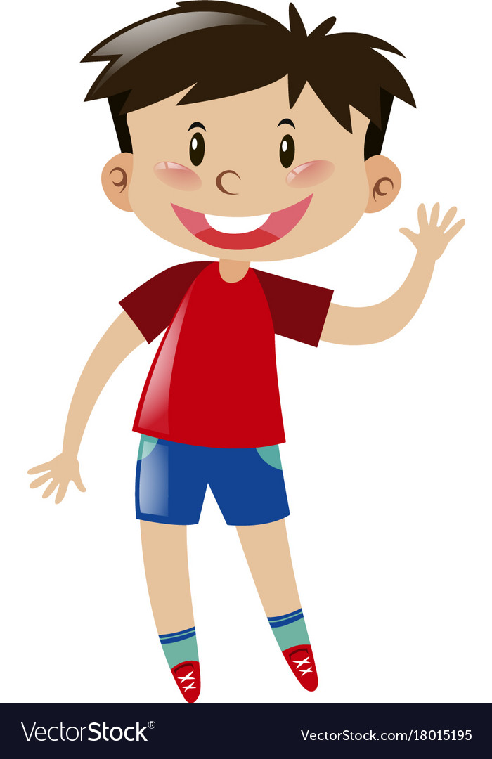 Boy in red waving hand Royalty Free Vector Image