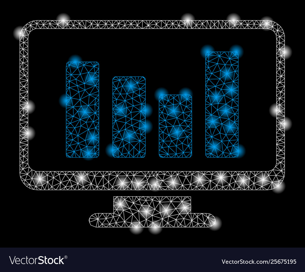 Bright mesh network bar chart monitoring vector image Bright mesh network bar chart monitoring