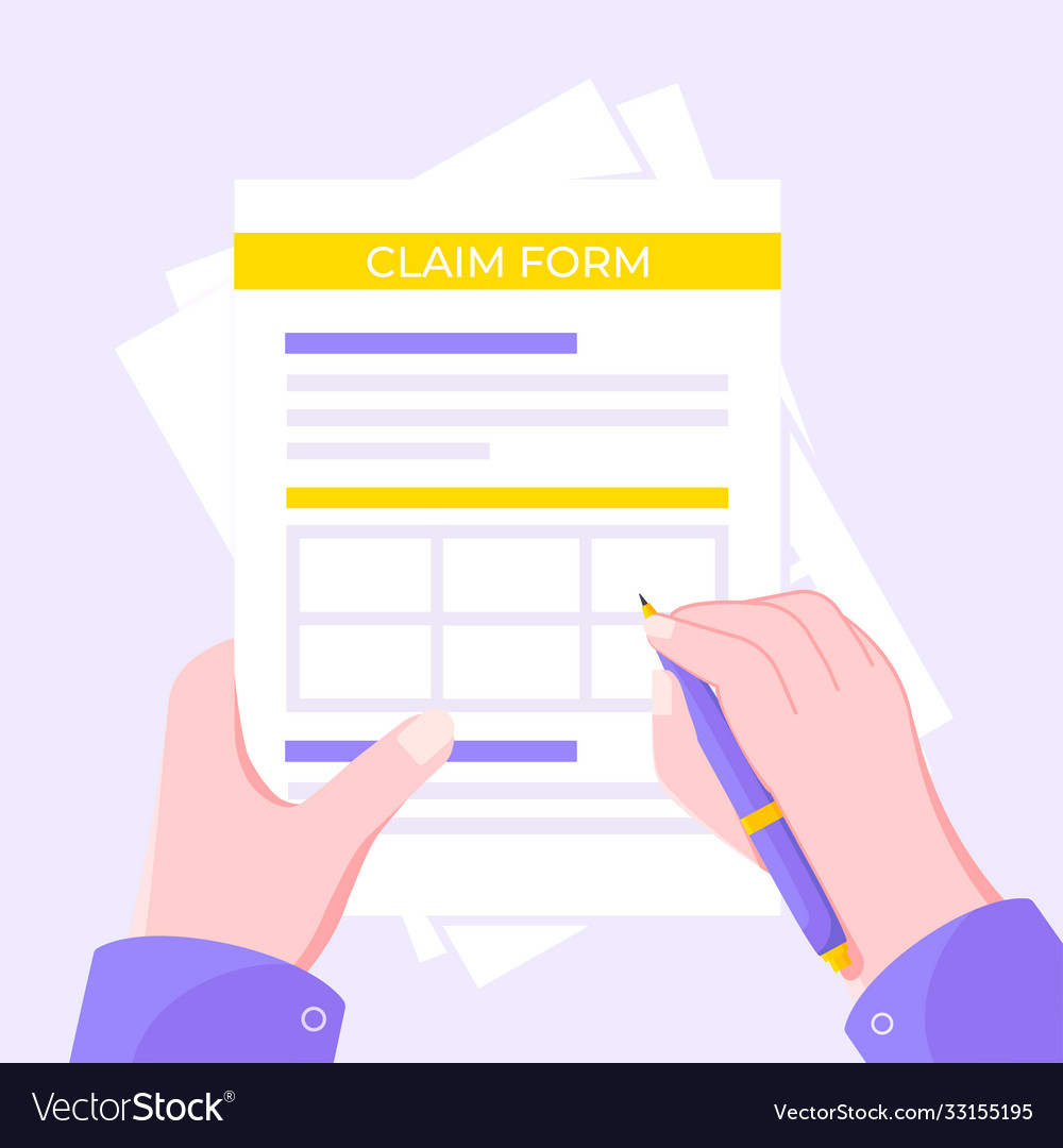 Claim form paper sheets isolated on gray