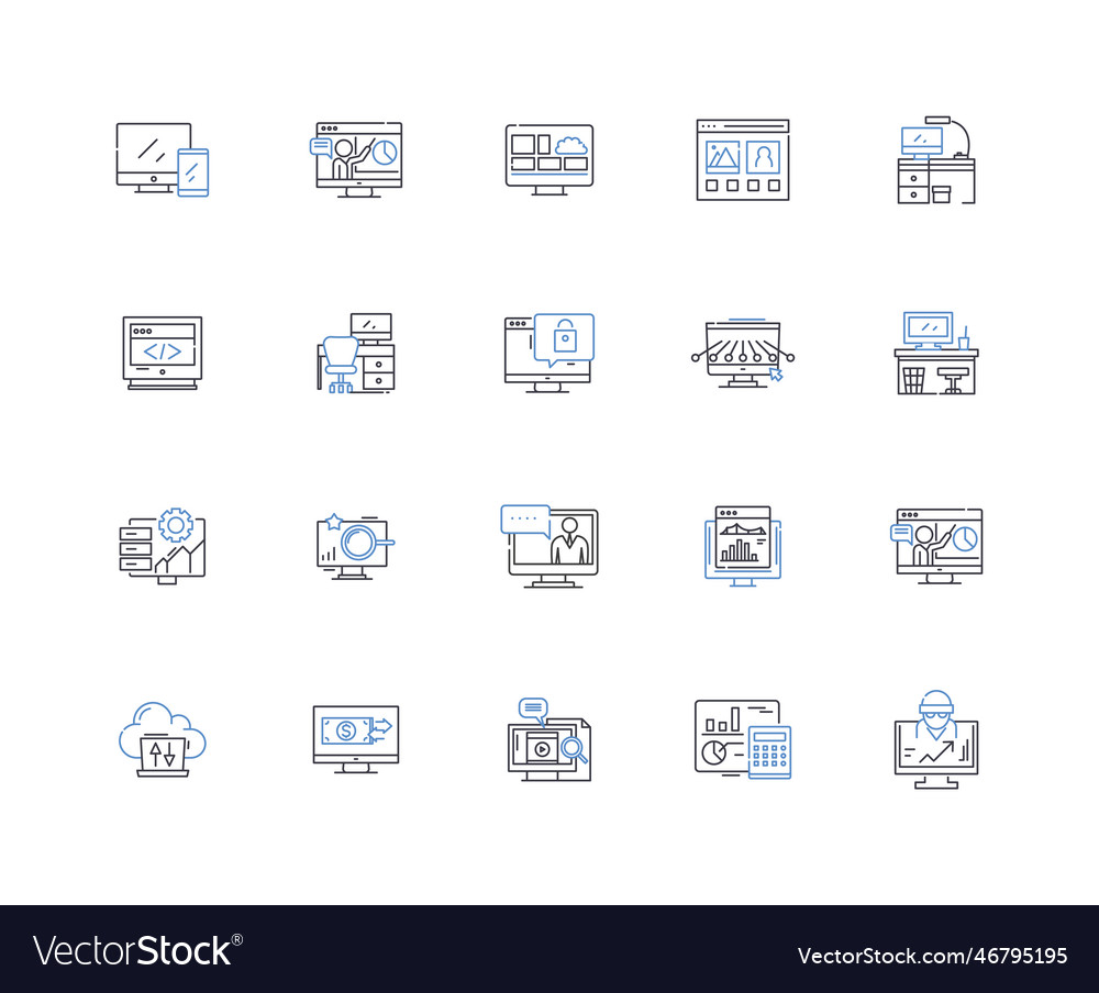 Cloud data line icons collection storage backup