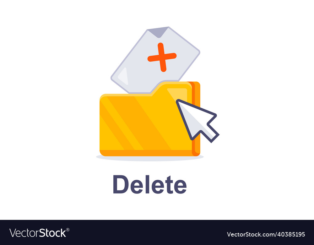 Delete a file from folder your computer Royalty Free Vector