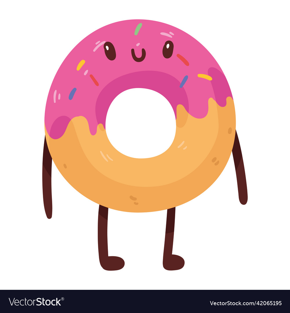 Donut kawaii food Royalty Free Vector Image - VectorStock