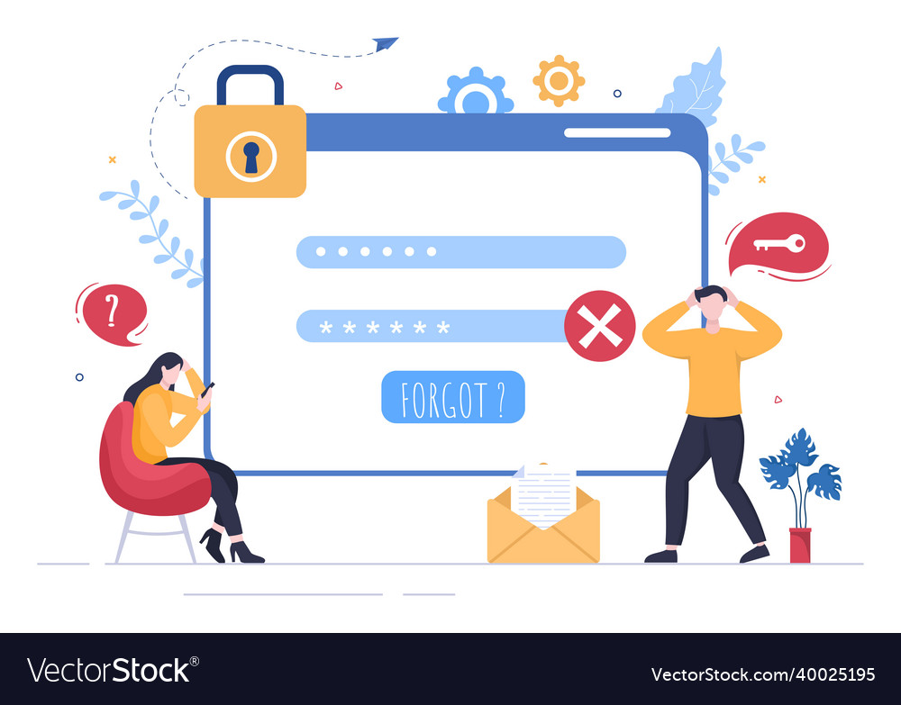 Forgot password and account login for web page vector image Forgot password and account login for web page