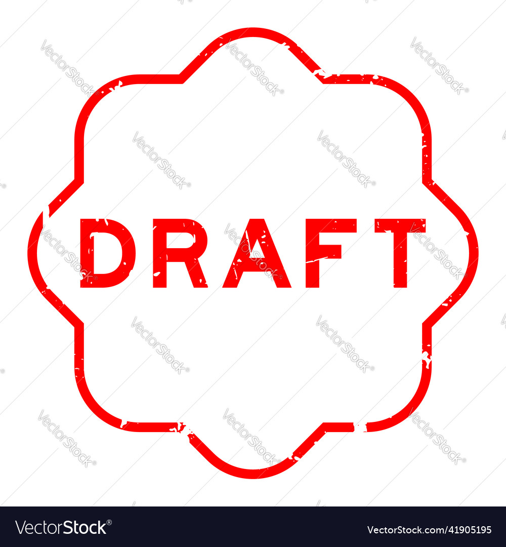 Grunge red draft word rubber seal stamp on white