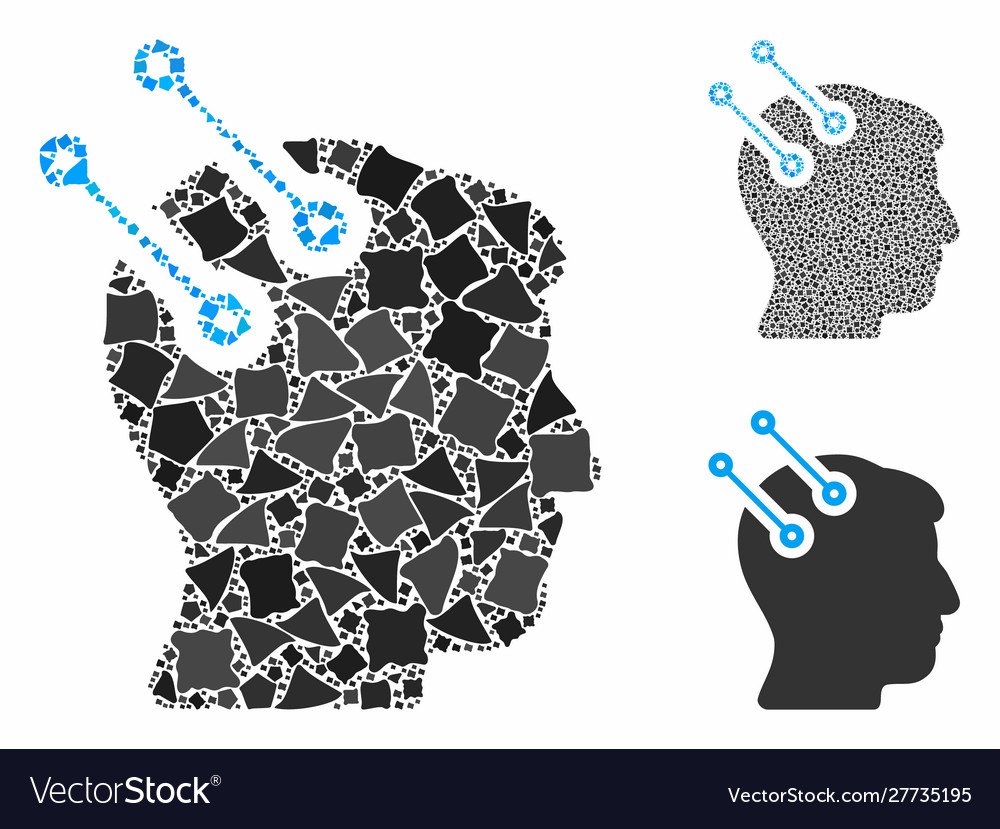 Neural interface connectors composition icon vector image Neural interface connectors composition icon