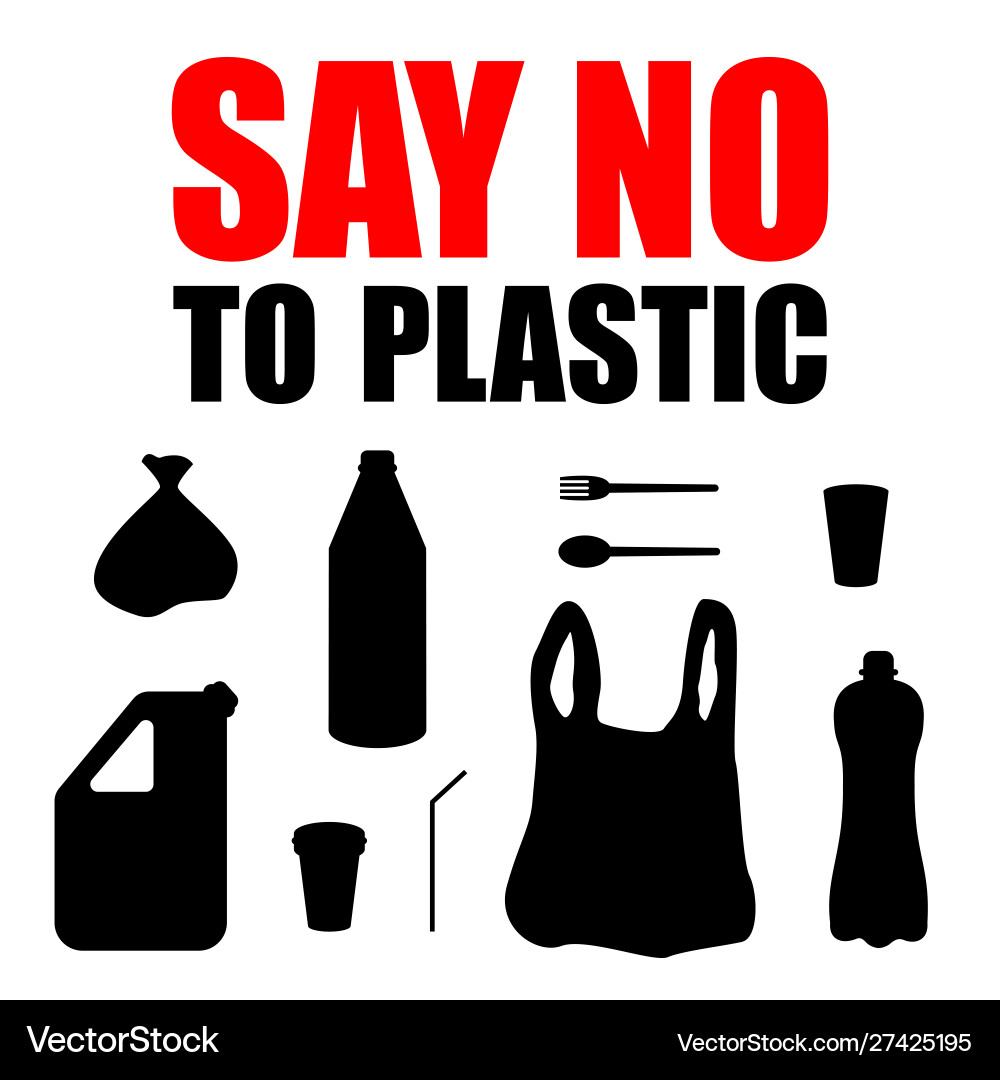 Say no to plastic problem pollution Royalty Free Vector