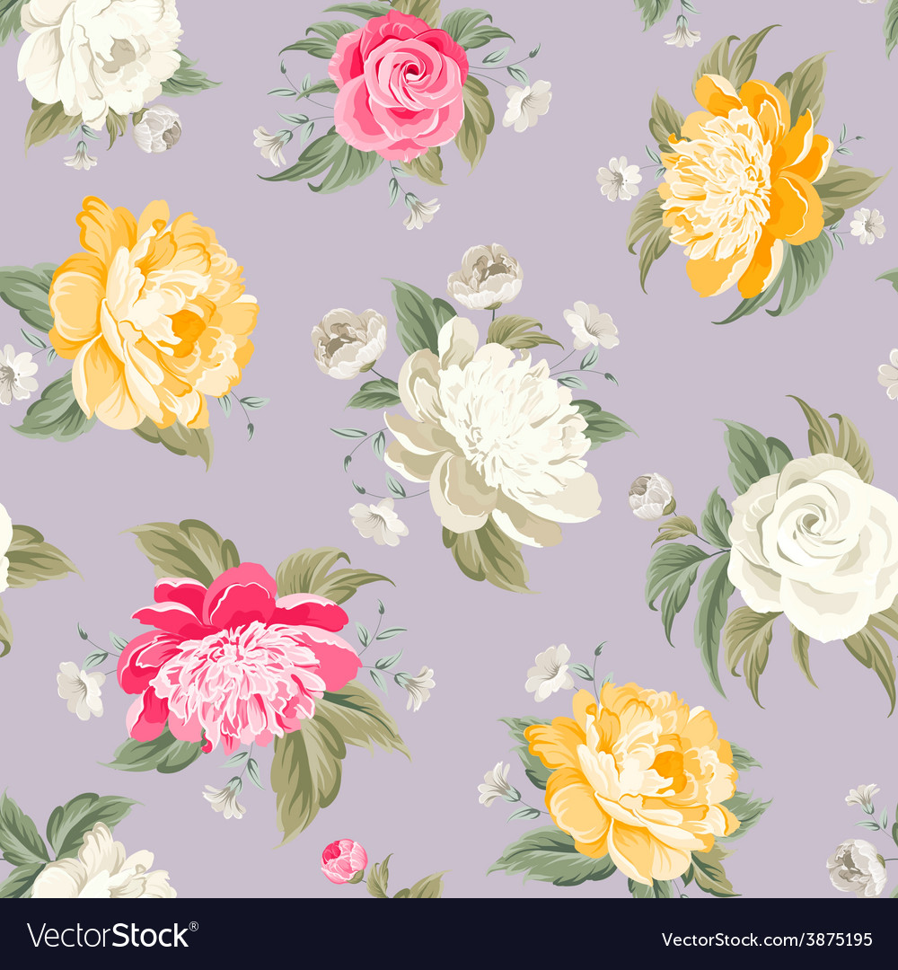 Seamless peony pattern Royalty Free Vector Image