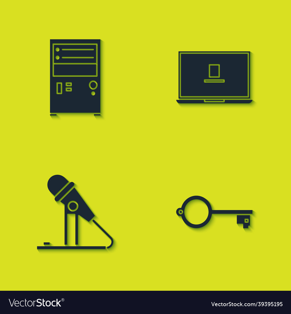 Set computer ancient key for game microphone vector image Set computer ancient key for game microphone