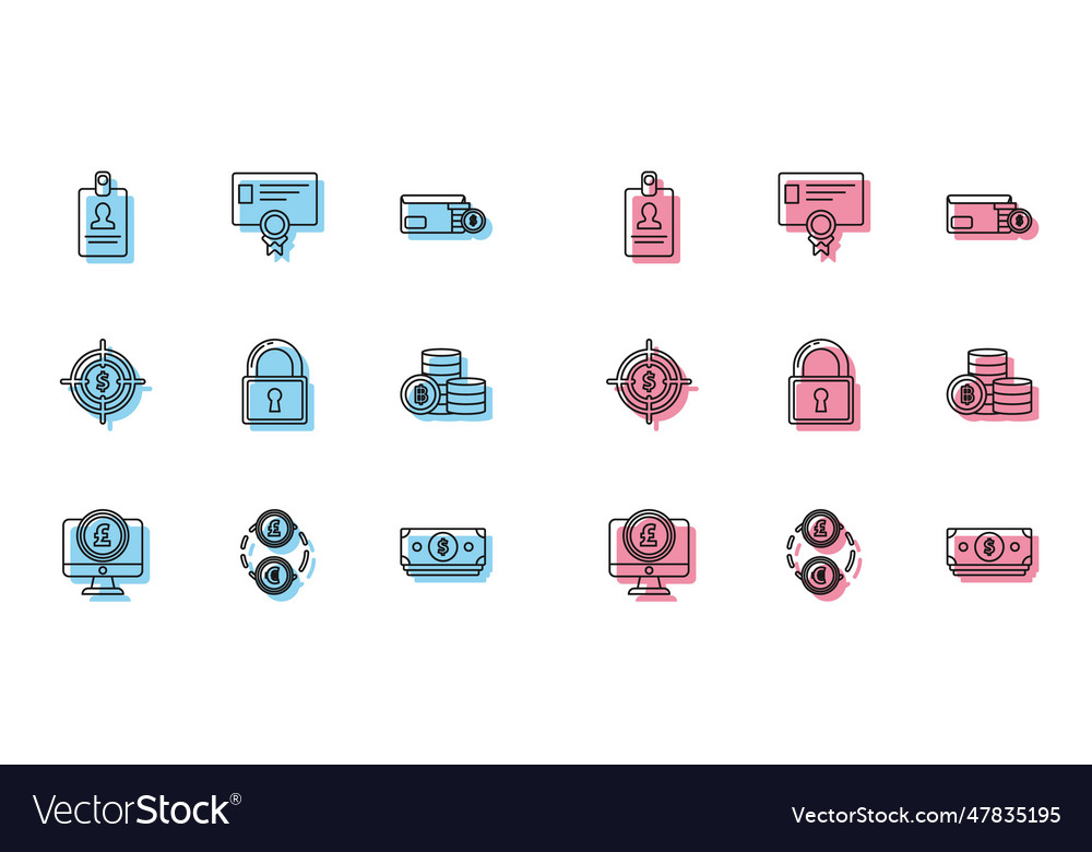 Set line computer monitor with pound sterling vector image Set line computer monitor with pound sterling